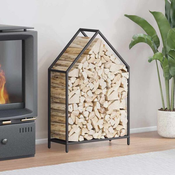 vidaXL Firewood Rack Black 60x25x90 cm Cold-rolled steel