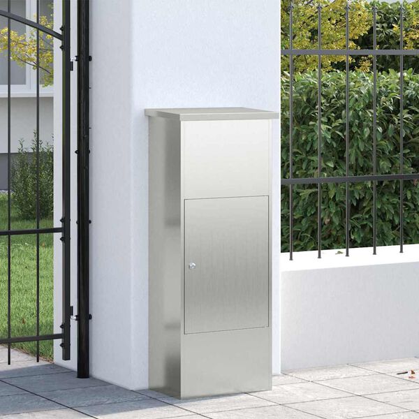 vidaXL Parcel Drop Box Black 44.5 x 29 x 110.5 cm Galvanised Steel