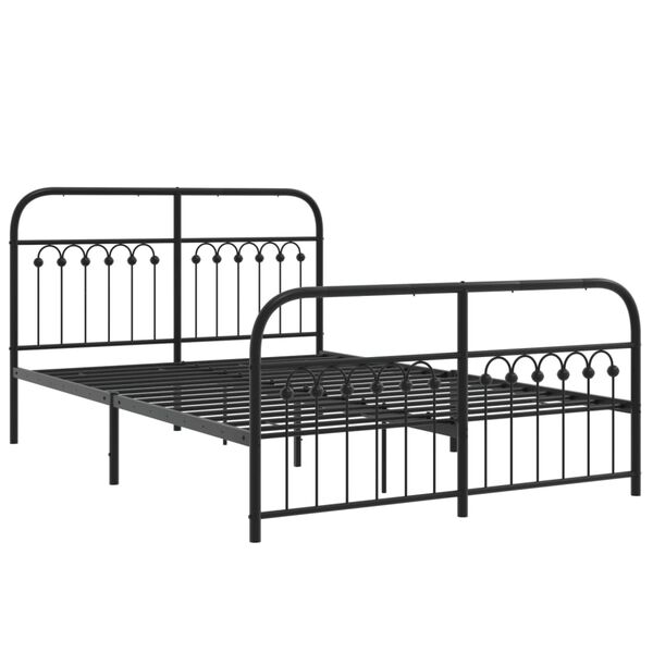 vidaXL Metal Bed Frame without Mattress with Footboard Black 140x200cm