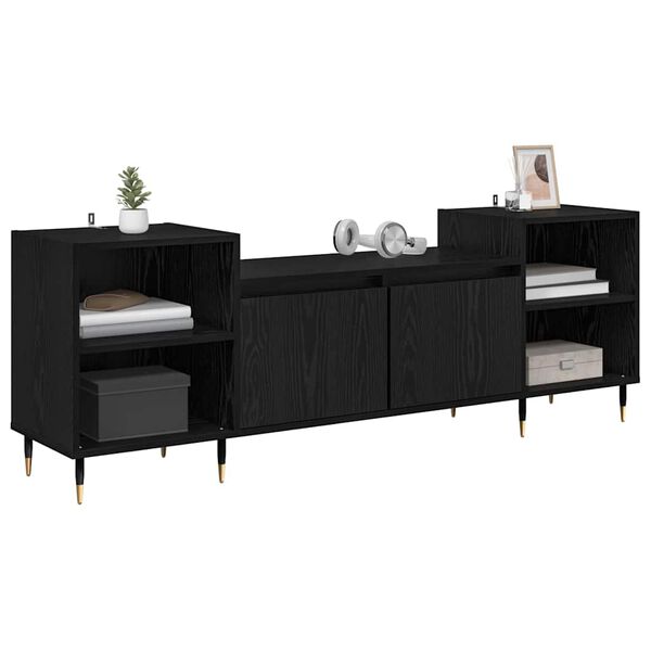 vidaXL TV Cabinet Black Oak 160 x 35 x 55 cm Engineered Wood