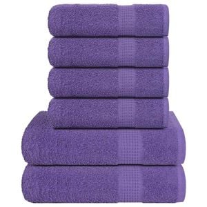 vidaXL 6 Piece Towel Set "FROGN" Purple 360 gsm