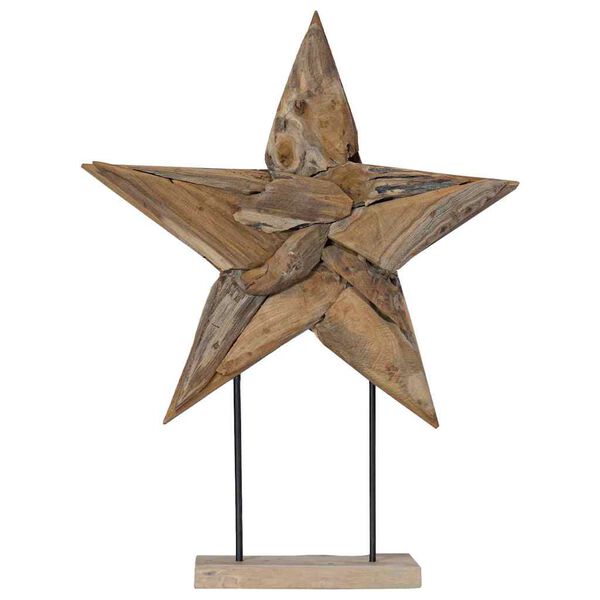 vidaXL Christmas Star Brown 59.5 x 18 x 74 cm Solid Teak Wood