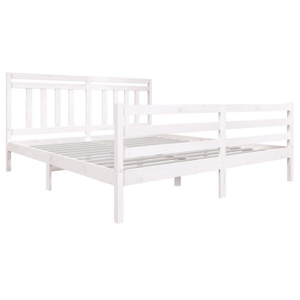 vidaXL Bed Frame without Mattress White Super King Solid Wood