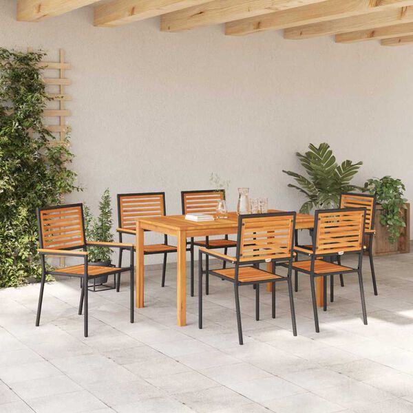 vidaXL Garden Dining Set 7 pcs Black Poly rattan