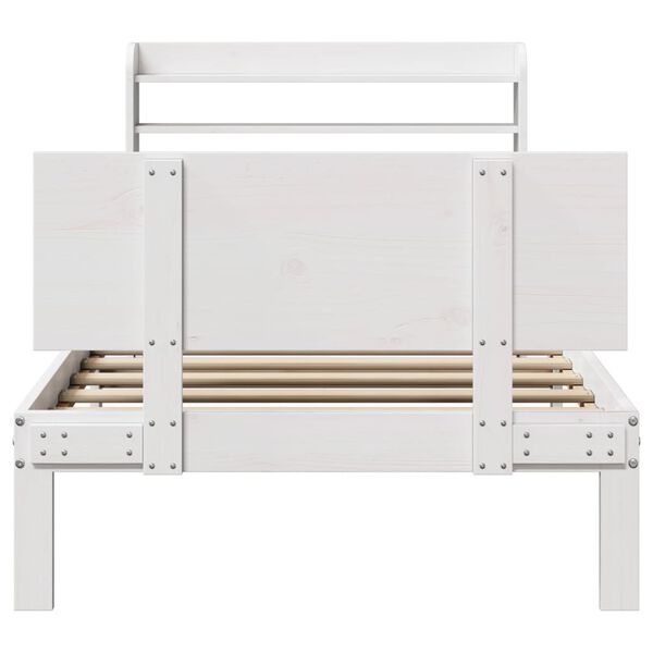 vidaXL Bed Frame with Headboard without Mattress White 90x190 cm Single