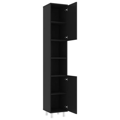 vidaXL Bathroom Cabinet Black 30x30x179 cm Engineered Wood
