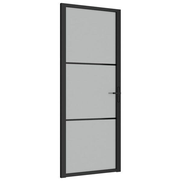 vidaXL Interior Door 83x201.5 cm Black Matt Glass and Aluminium