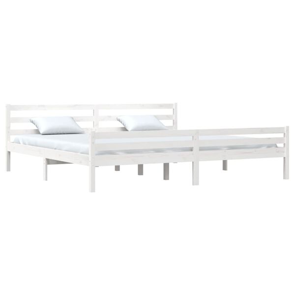 vidaXL Bed Frame without Mattress White Solid Wood 200x200 cm