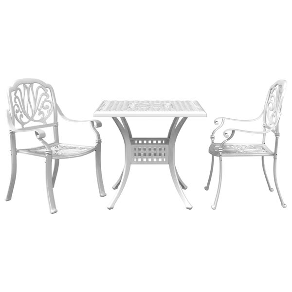 vidaXL 3 Piece Bistro Set White Cast Aluminium