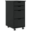vidaXL Rolling Cabinet with Drawers MOSS Black Solid Wood Pine