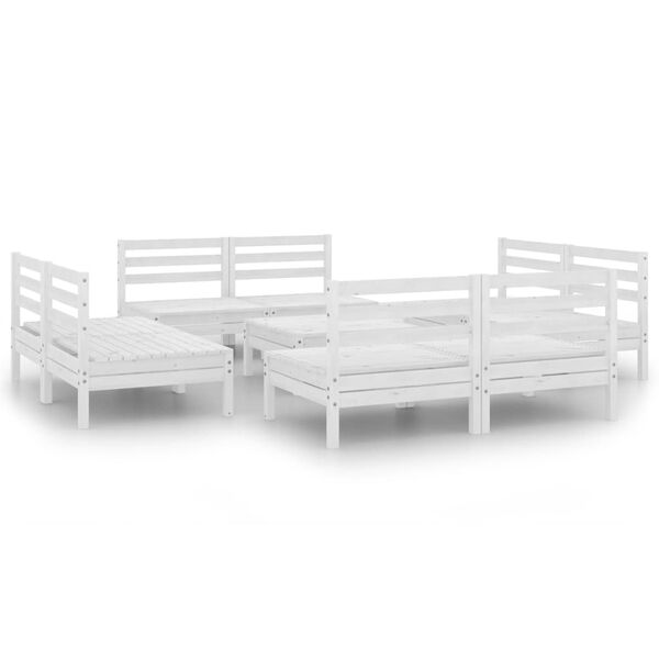 vidaXL 9 Piece Garden Lounge Set White Solid Pinewood