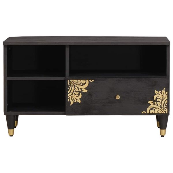 vidaXL TV Cabinet with Drawer Black 80 x 33 x 46 cm Solid Mango Wood
