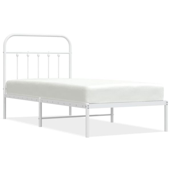 vidaXL Metal Bed Frame without Mattress with Headboard White 90x200cm