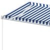 vidaXL Freestanding Manual Retractable Awning 400x350 cm Blue/White