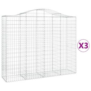 vidaXL Arched Gabion Baskets 3 pcs 200x50x160/180 cm Galvanised Iron