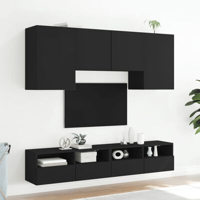 vidaXL 5 Piece TV Wall Units Black Engineered Wood