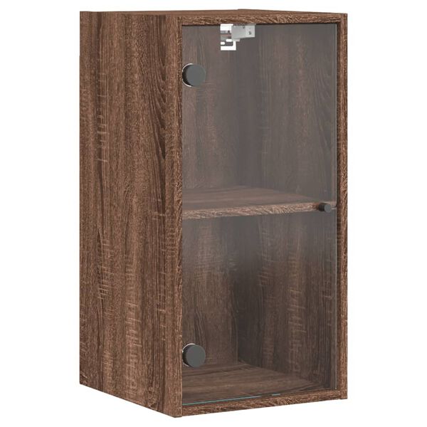 vidaXL Wall Cabinet with Glass Doors Brown Oak 35x37x68.5 cm