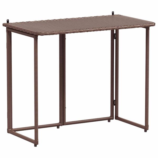 vidaXL Folding Garden Table Brown 90x51x75 cm Poly Rattan