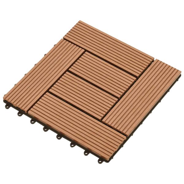 vidaXL Decking Tile 11 pcs Brown 30 x 30 cm WPC