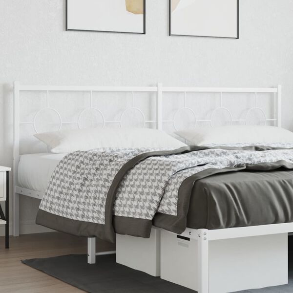vidaXL Metal Replace Headboard White 200 cm