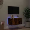 vidaXL TV Wall Cabinet with LED Lights Smoked Oak 60x35x31 cm