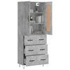 vidaXL Highboard Concrete Grey 69.5x34x180 cm Engineered Wood