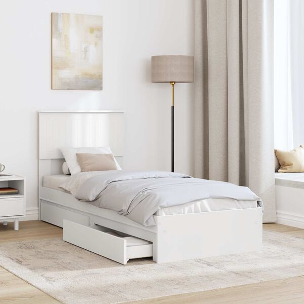 vidaXL Storage Bed with Headboard White 75 x 190 cm Engineered Wood