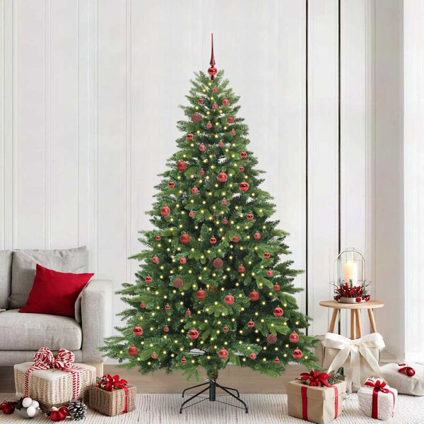 vidaXL Artificial Christmas Tree with 300 LEDs Green 210 cm PE and PVC