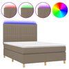 vidaXL Box Spring Bed with Mattress&LED Taupe 140x200 cm Fabric