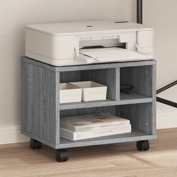 vidaXL Printer Stand with Wheels Grey Sonoma 41x32x34,5 cm