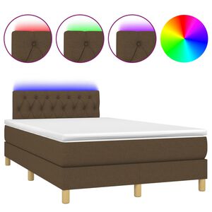 vidaXL Box Spring Bed with Mattress&LED Dark Brown 120x200cm Fabric