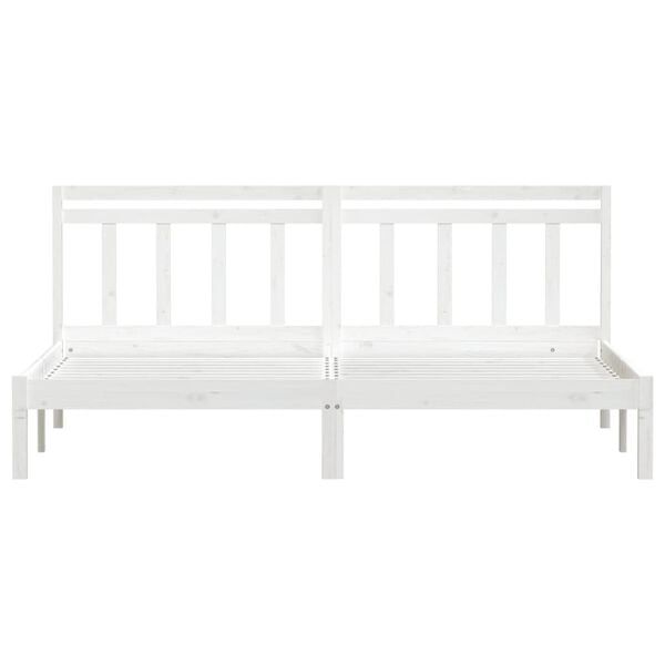 vidaXL Bed Frame without Mattress White Super King Solid Wood
