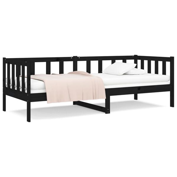 vidaXL Day Bed without Mattress Black 80x200cm Solid Wood Pine