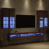 vidaXL TV Wall Cabinet Set with LED Lights 7 pcs Artisan oak