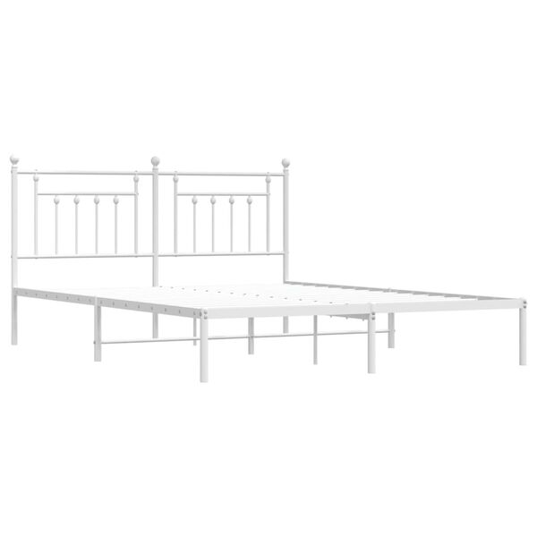 vidaXL Metal Bed Frame without Mattress with Headboard White 160x200cm