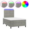 vidaXL Box Spring Bed with Mattress&LED Light Grey 120x200 cm Velvet