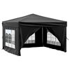 vidaXL Folding Party Tent with Sidewalls Black 3x3 m