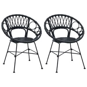 vidaXL Dining Chair 2 pcs Black 49 x 51 x 81 cm Rattan and Iron