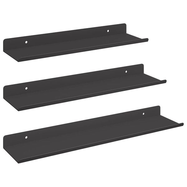 vidaXL Wall Shelf with Shelf Wall-mounted 3 pcs Black 40 x 9 x 2.5 cm