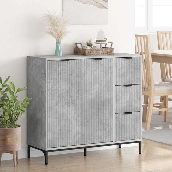 vidaXL Sideboard Concrete grey 89.5 x 33 x 82 cm Engineered wood