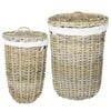 vidaXL Laundry Basket with Lid GENDT 2 pcs Natural Grey Kubu Rattan