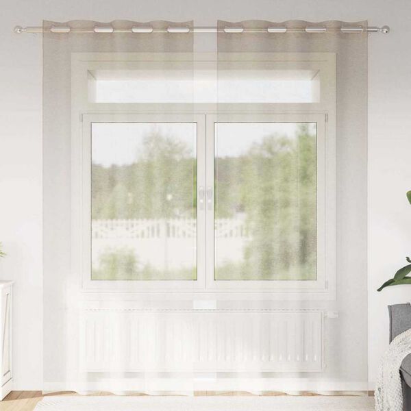 vidaXL Voile Curtain with Curtains 2 pcs Sand 225 x 140 cm Polyester