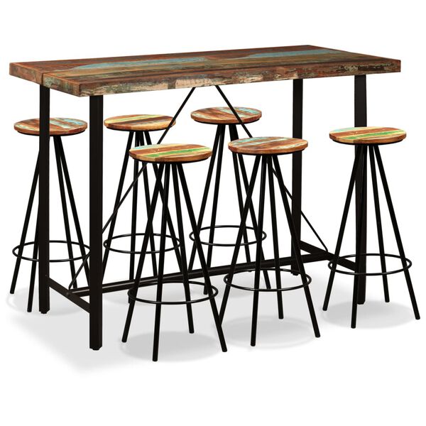 vidaXL Bar Set 7 Pieces Solid Reclaimed Wood