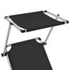vidaXL Folding Sun Lounger with Roof Aluminium and Textilene Black