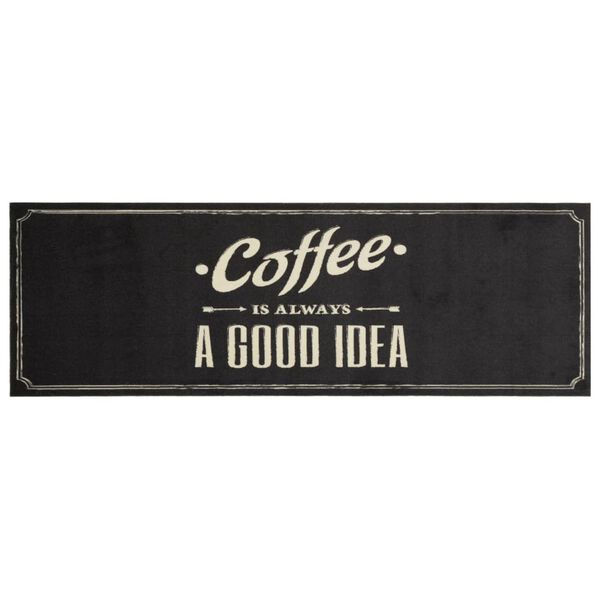 vidaXL Kitchen Rug Washable Coffee Text 60x180 cm Velvet