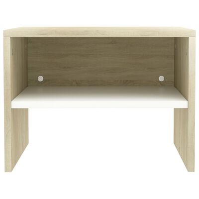 vidaXL 2x Bedside Cabinets White and Sonoma Oak 40x30x30cm Engineered Wood