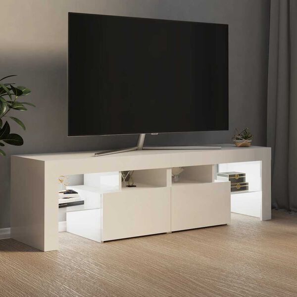 vidaXL TV Cabinet with LED Lights High Gloss White 140x36.5x40 cm