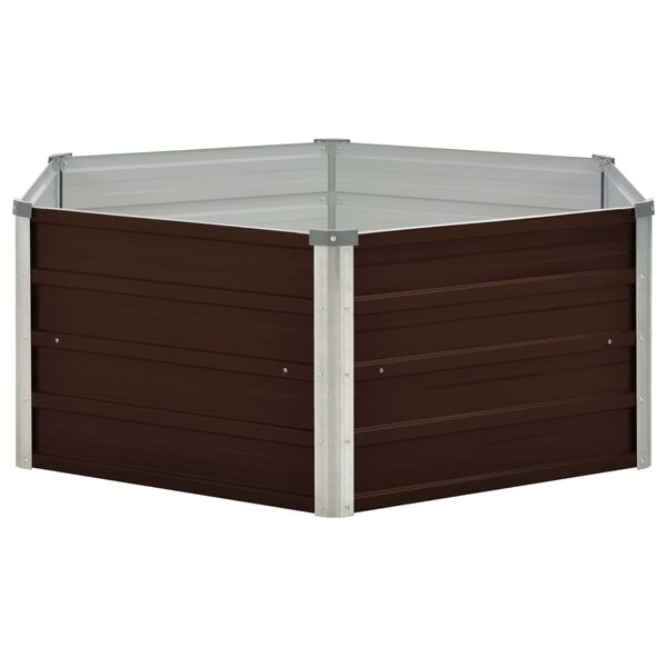 vidaXL Raised Garden Bed Brown 129x129x45 cm Galvanised Steel