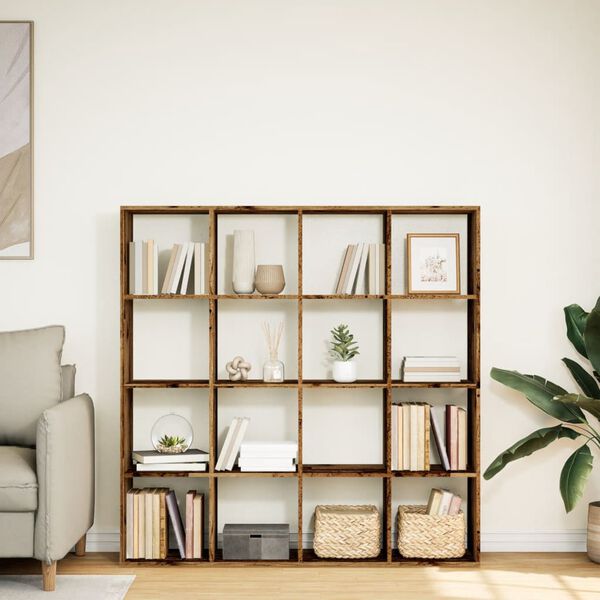 vidaXL Book Cabinet Old Wood 137.5x29x137.5 cm Engineered Wood