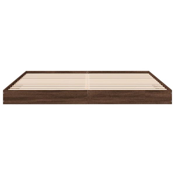 vidaXL Bed Frame without Mattress Brown Oak 200x200 cm Engineered Wood
